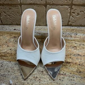 Bella Marie White Heels with Silver Accents